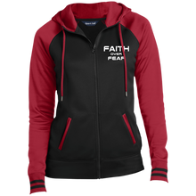 Load image into Gallery viewer, FAITH OVER FEAR Ladies&#39; Moisture Wick Full-Zip Hooded Jacket